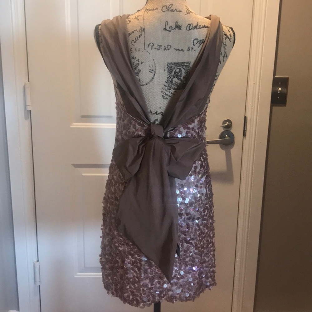 NWT BCBGMAXAZRIA taupe paillette dress size 2